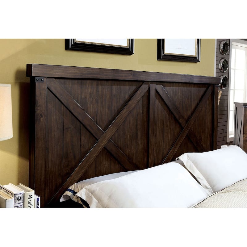 Wooden Bed in Dark Walnut Finish