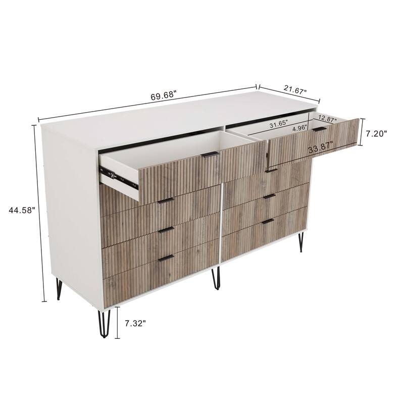 Manhattan Comfort 3-Piece Dumbo Modern Multi Dresser Nighstand Set