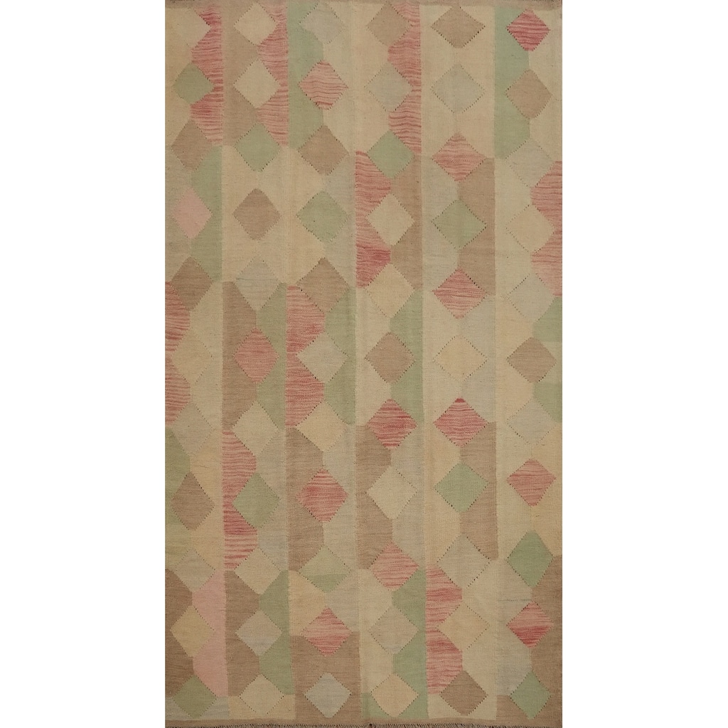 Hand Woven Oriental 100% Wool Carpet Southwestern Modern Multi-Colored Kilim Area Rug - 8' 0'' X 4' 8''