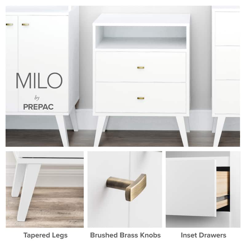 Prepac Milo Mid-Century Modern 6 Drawer Double Dresser for Bedroom, Chest of Drawers, Contemporary Bedroom Furniture