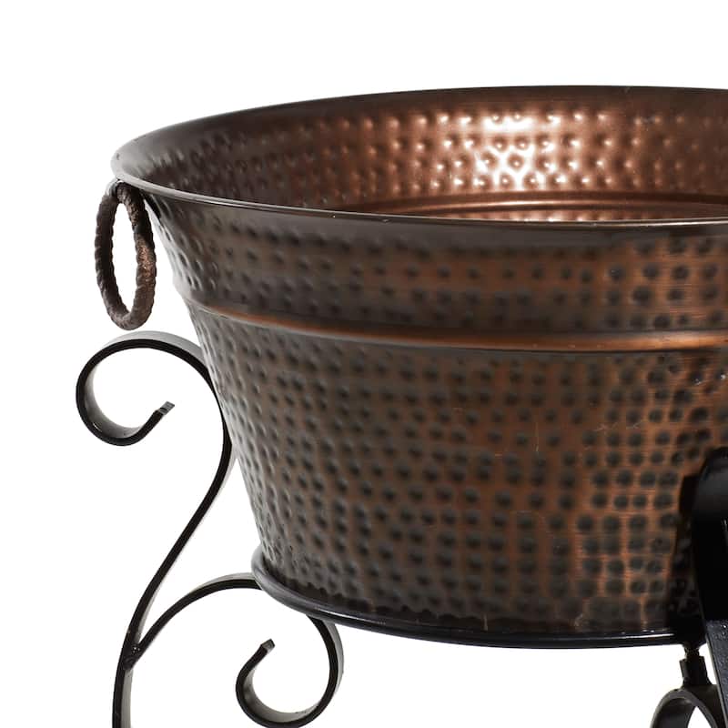Metal Scroll Ice Bucket - Copper - Roche River Decor - 20"W x 20"L x 35"H