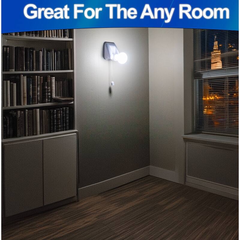 Wireless Battery LED Light Bulb 4pc - Portable, Cordless Stick Anywhere Light w/ Pull String & Slide Base - white - regular
