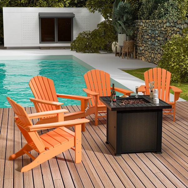 Altura Outdoor Adirondack Chair With Square Fire Pit Table Set