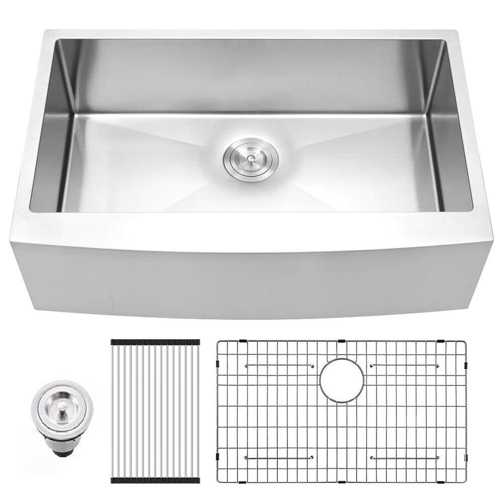 33 Inch Black Stainless Stee Farmhouse Sink Apron Curved ...