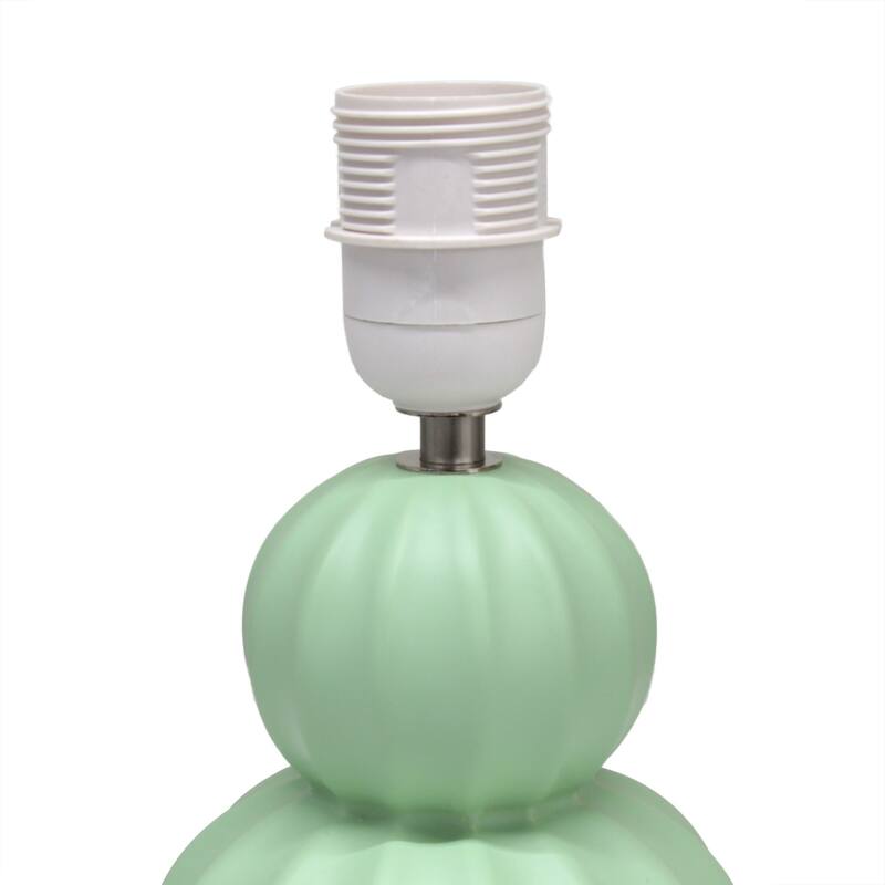 Stacked Double Gourd Ceramic Table Lamp with Tapered Shade - 12.5" - Sage Green