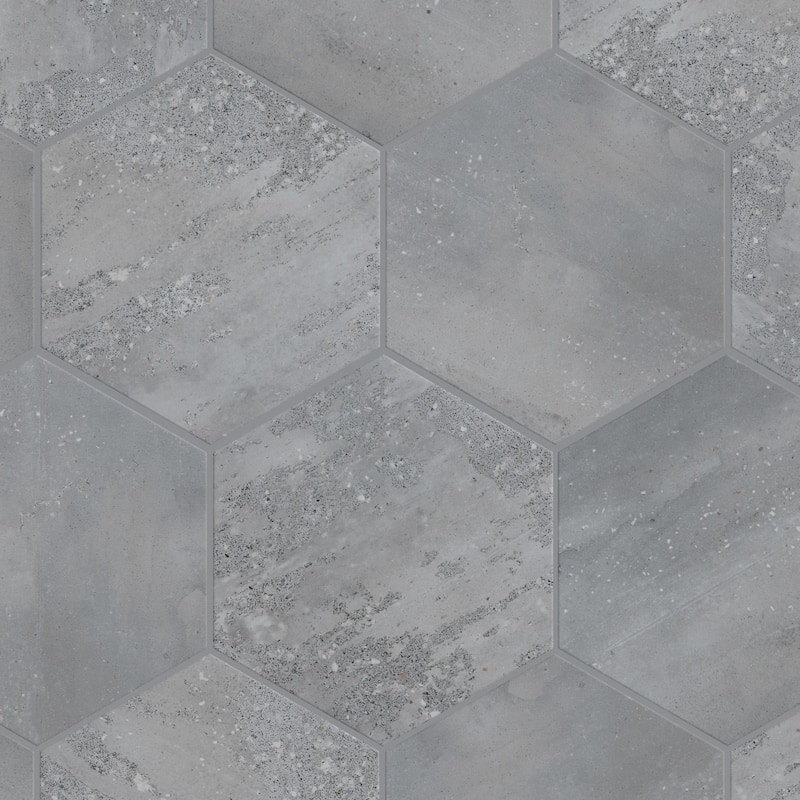 Merola Tile Recycle Hex Antique 8-1/2" x 9-7/8" Porcelain Floor and Wall Tile