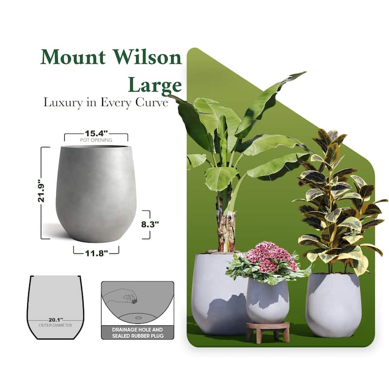 DTY Signature Mount Wilson 1-Piece Fiberstone Tapered Planter for Indoor/Outdoor, Black