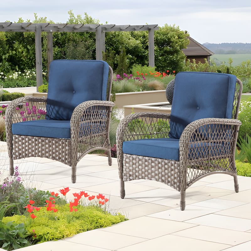 Cozywor Wicker Outdoor Patio Lounge Chair (Set of 2)