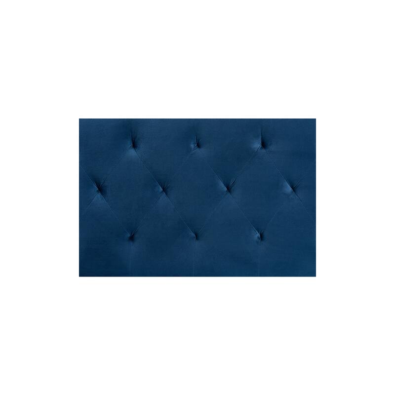 Velvet Queen Headboard - Navy Blue Upholstered Bedroom Headboard Vintage Design