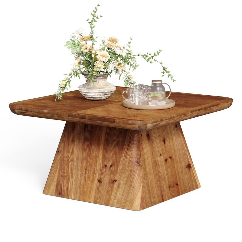 Solid Wood Square Coffee Table, Living Room Center Cocktail Accent Table