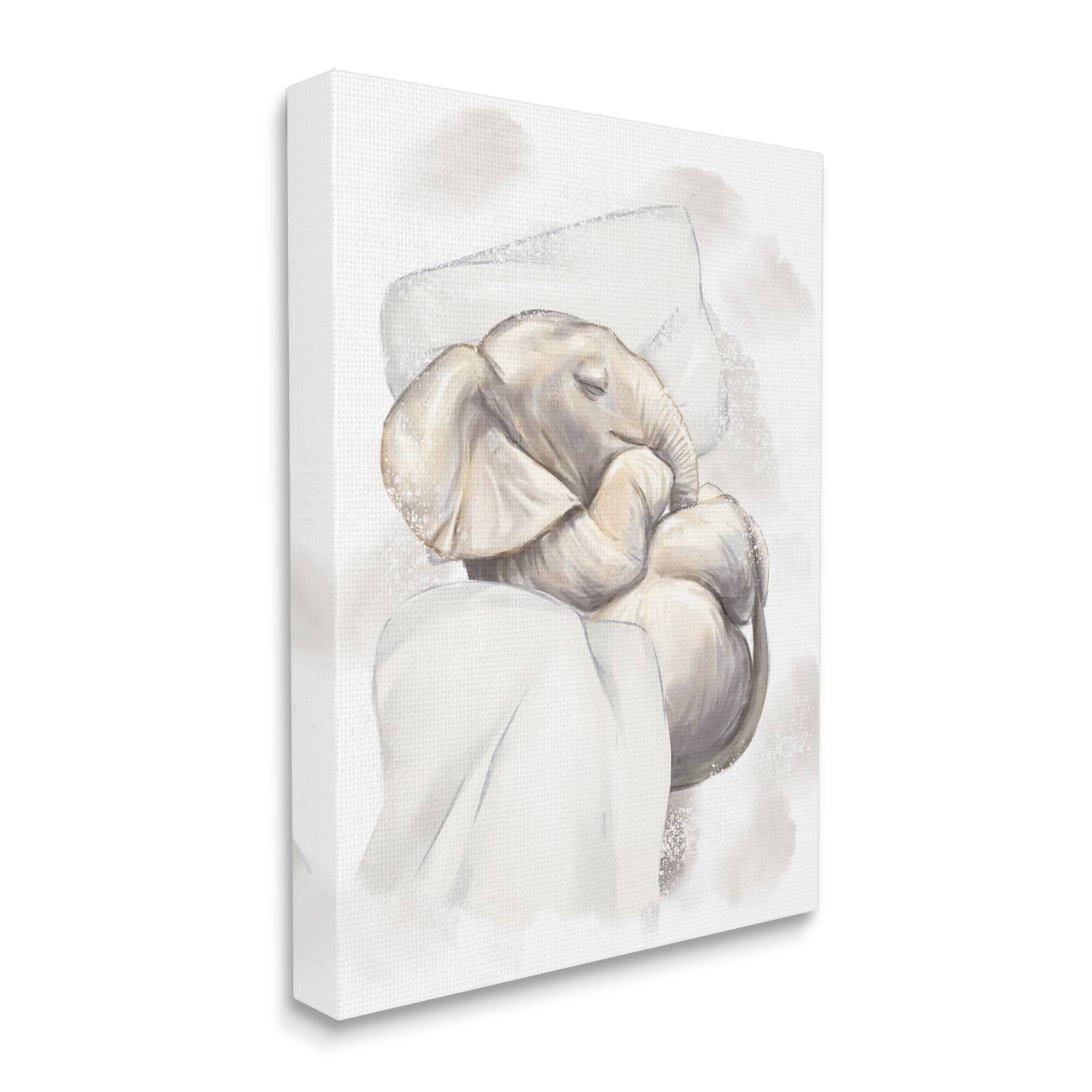 Stupell Baby Elephant Nursery Animal Cozy Pillow Nap Canvas Wall Art