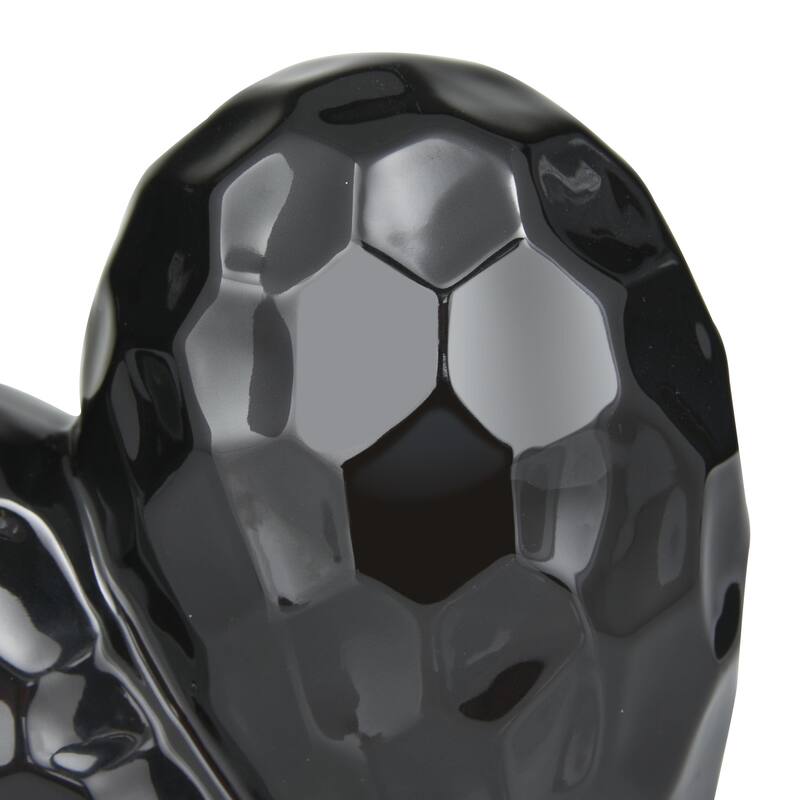 Gold, Black, Silver or White Porcelain Ceramic Dimensional Angled Origami Inspired Heart Decorative Sculpture