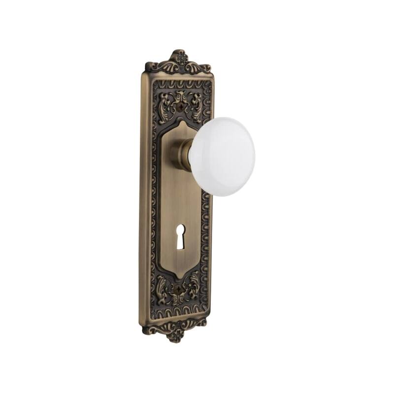Nostalgic Warehouse White Porcelain Solid Brass Privacy Door Knob Set