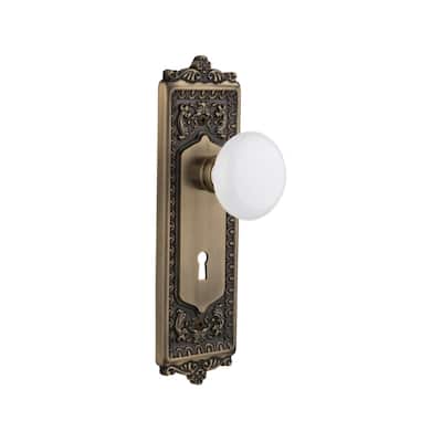 Nostalgic Warehouse White Porcelain Solid Brass Privacy Door Knob Set