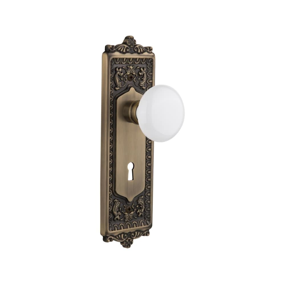 Nostalgic Warehouse White Porcelain Solid Brass Single Dummy Door Knob
