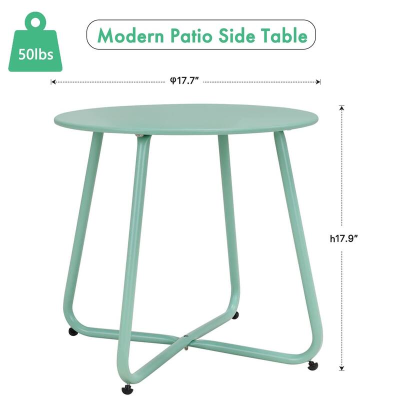 Patio Side Tables for Outside, Small End Table Accent Table Metal Round for Deck Garden Porch Balcony Yard Lawn