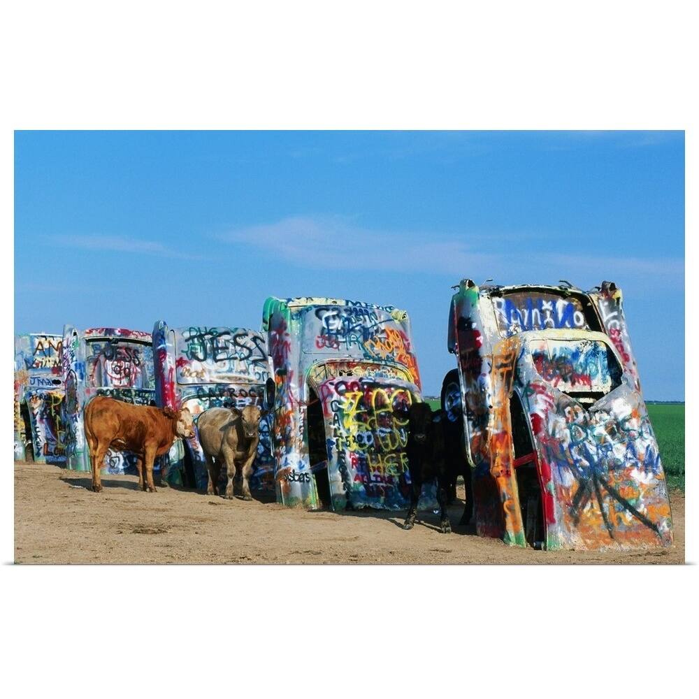 "Cattle at Cadillac Ranch, Texas" Poster Print - Multi