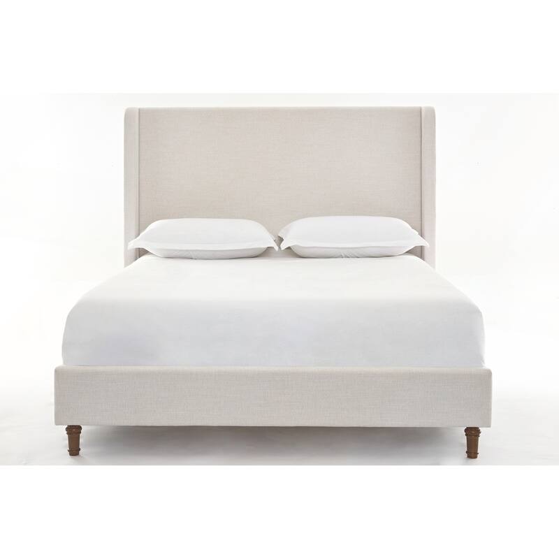 Elegant Upholstered Bed with Wingbacks and No Box Spring for Relaxing