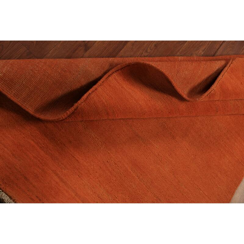 Orange Gabbeh Oriental Rug Handmade Wool Carpet - 3'5" x 4'11"