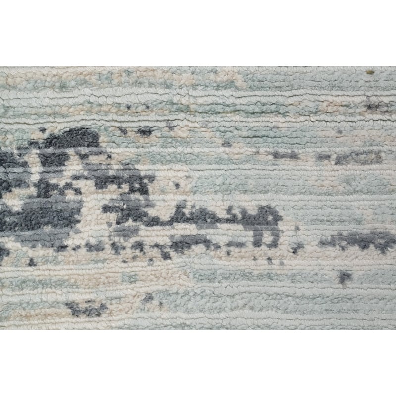 Hand Knotted Oriental Viscose Silk Carpet Modern Pictorial Greys & Charcoal Abstract Area Rug - 6' 6'' X 4' 5''