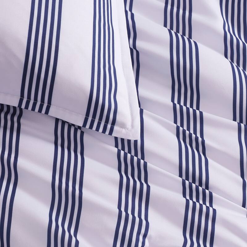 Tommy Hilfiger Campus Stripe Reversible Blue Comforter Bonus Set