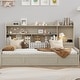 preview thumbnail 2 of 12, Twin Storage Bookcases Platform Bed wUSB Charging Station, LIGHT GREY