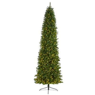 10' Slim Green Mountain Pine Christmas Tree with 800 Clear LED Lights