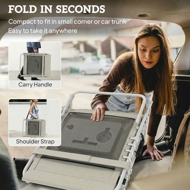 Outsunny Tanning Chair Set of 2 with Face Hole, Side Table, 5-Position Reclining Folding Chaise Lounge Chair