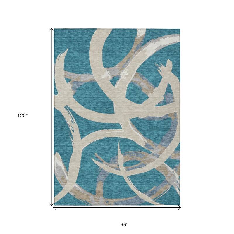 HomeRoots Abstract Transitional Rectangle Outdoor Rug