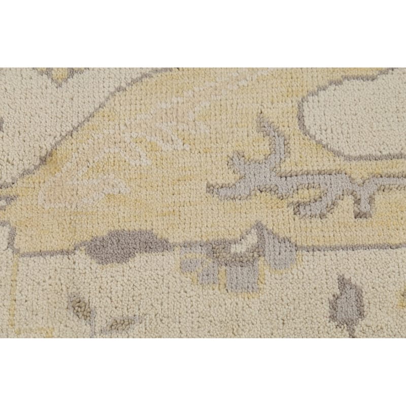Earth Tone Oushak Indian Rug Hand-Knotted Floral Wool Carpet - 9'2"x 11'6"