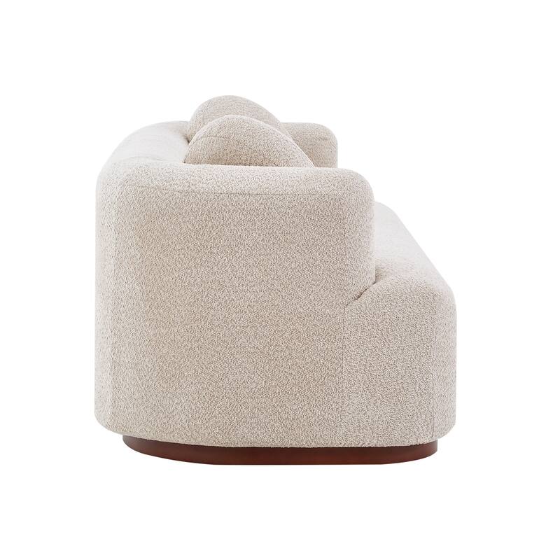 Christopher Knight Home - Polyster Upholstered 3-Seater 84.57" Compressed Sofa with Solid Rubberwood Base