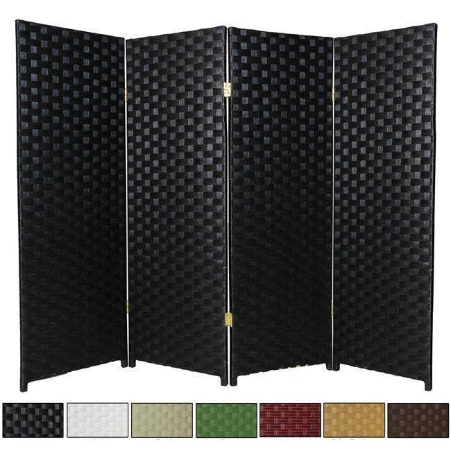 Handmade Woven Fiber Four-Panel Four-Foot Room Divider (China)