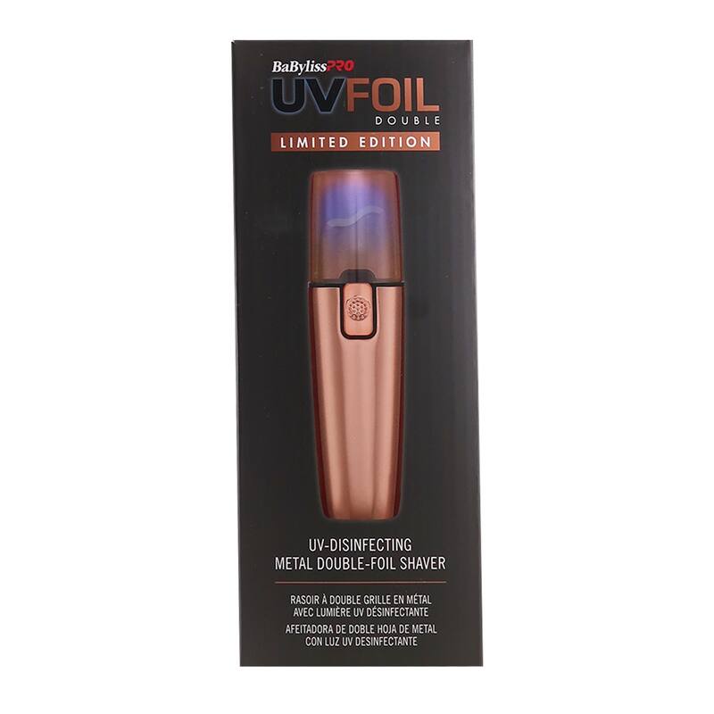 BaByliss Pro LIMITED EDITON UVFOIL UV-Disinfecting Metal Double Foil Shaver #FXLFS2RG (Rose Gold) + Fade Brush + 9" Comb