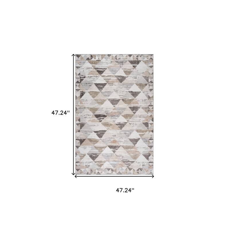 Distressed Abstract Stain Resistant Woven Low Pile Durable Area Rug