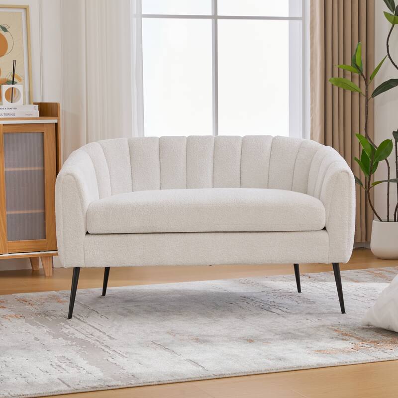 50.1" W Loveseat Sofa,Mid-Century Modern Chenille Sofa with Metal Legs