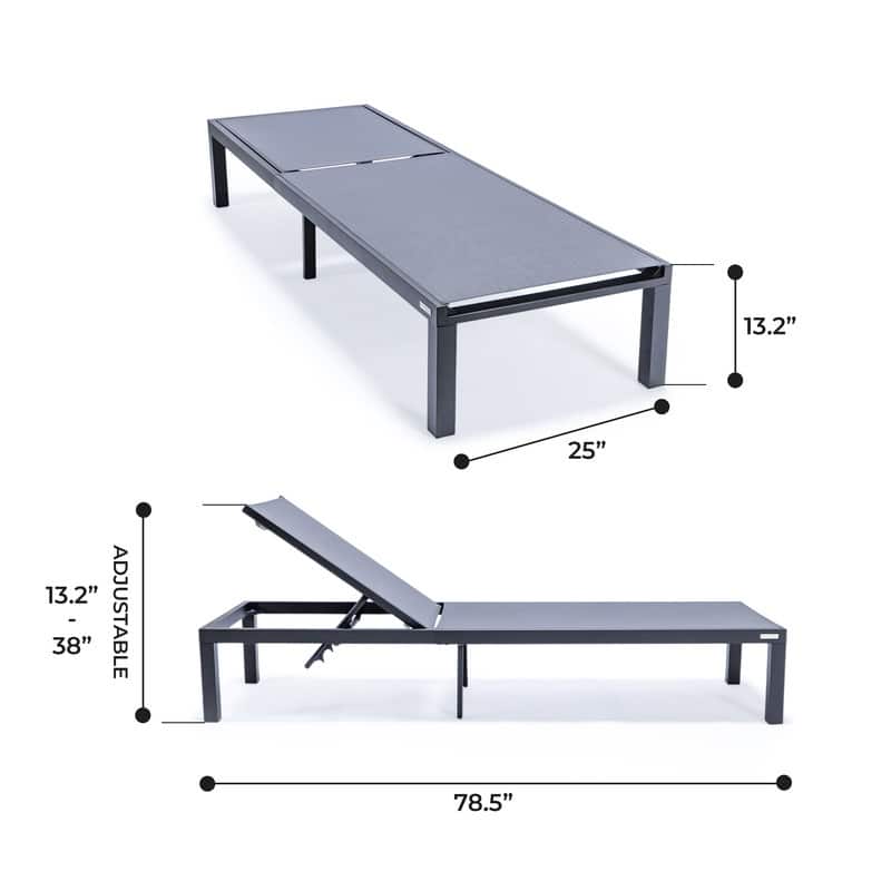 Marlin (Set of 2) Modern All-Weather Patio Chaise Lounge Chair with Powder-Coated Aluminum and 4-Position Adjustable Recliner