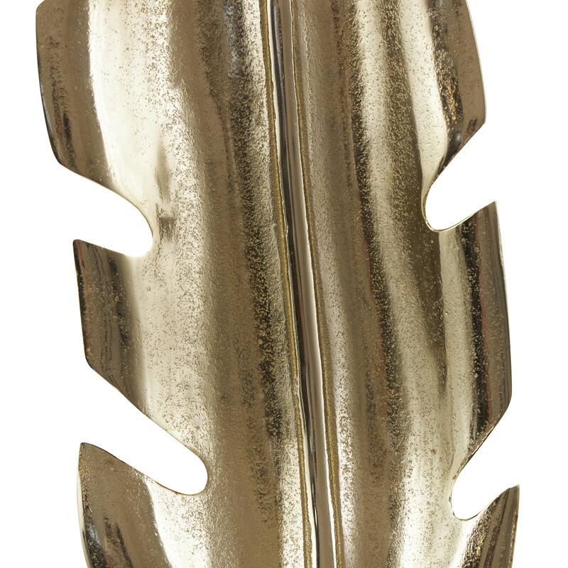 Aluminum Metal Bird Feather Decorative Sculpture with Black Marble Base - Silver or Gold - CosmoLiving by Cosmopolitan