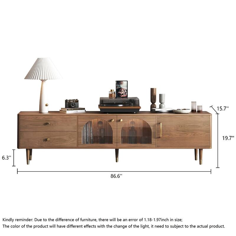 JASIWAY Modern TV Stand with Solid Wood Feet