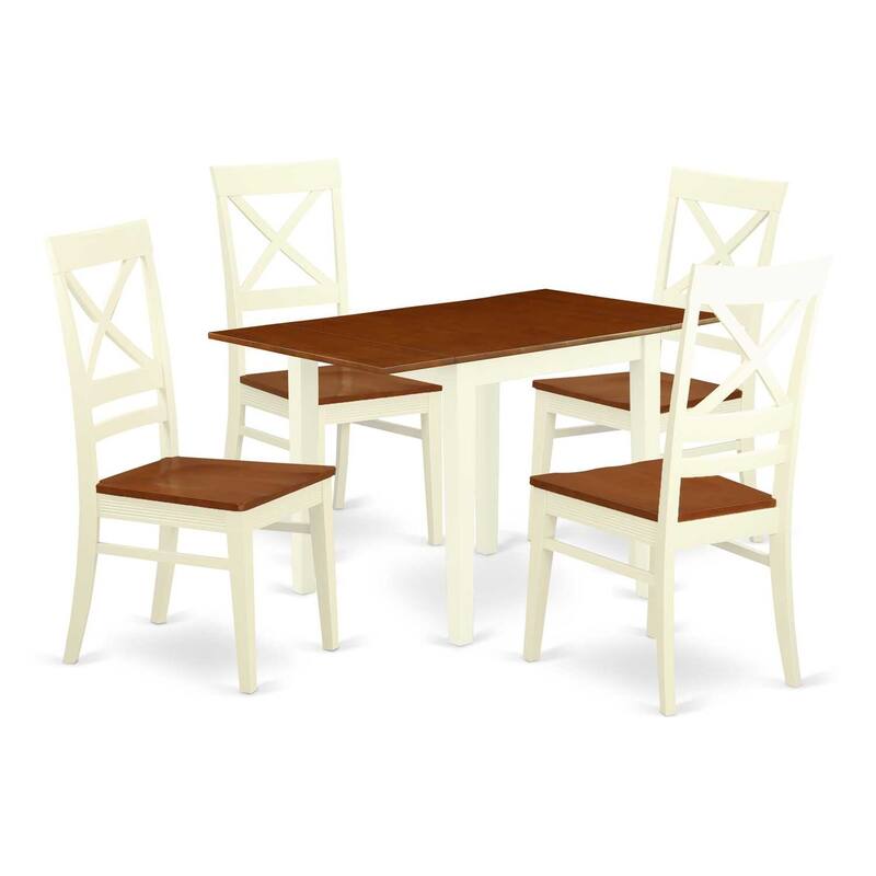 5-Piece Buttermilk and Cherry Solid Wood Top - Dining Room Set - (Seats-4)