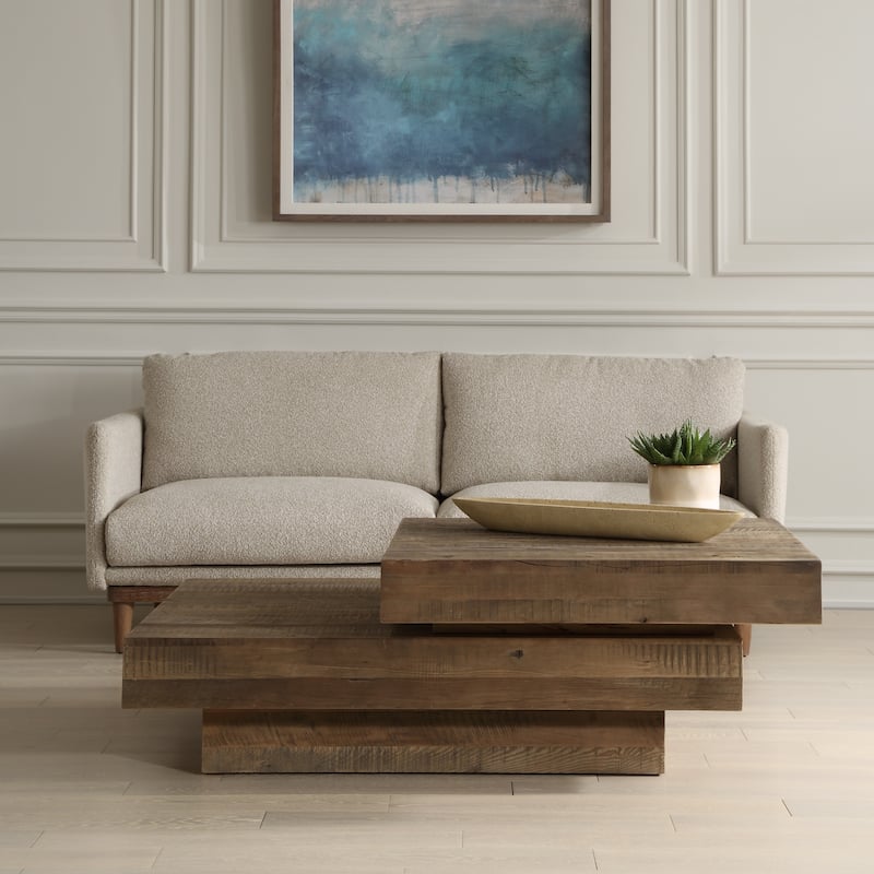 Modern Reclaimed Oak Coffee Table - 57" - Brown