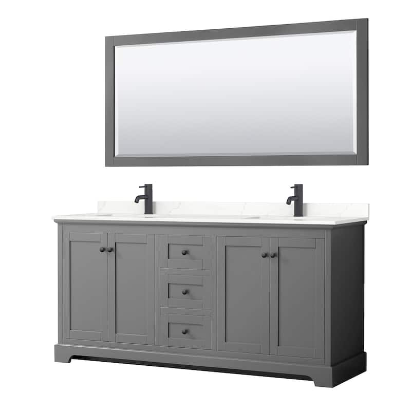 Wyndham Collection WCV232372D-QTZ-UNSM70 Avery 72" Free Standing - Dark Gray / Giotto Quartz Top / Matte Black