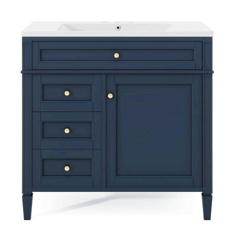 36'' Bathroom Vanity with Top Sink - Modern Storage Cabinet with Mirror
