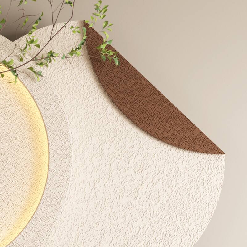 Roomfitters LED Sandstone Wall Art, 3D Round Sculpture with Light and Fake Rabbit Statue, Light Coffee