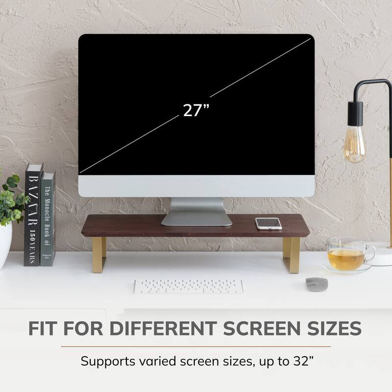 Jani Wood Monitor Stand Riser Desk - Ergonomic Design Stand, Desktop Organizer Table for Home, Office Workspace, Gaming Desk