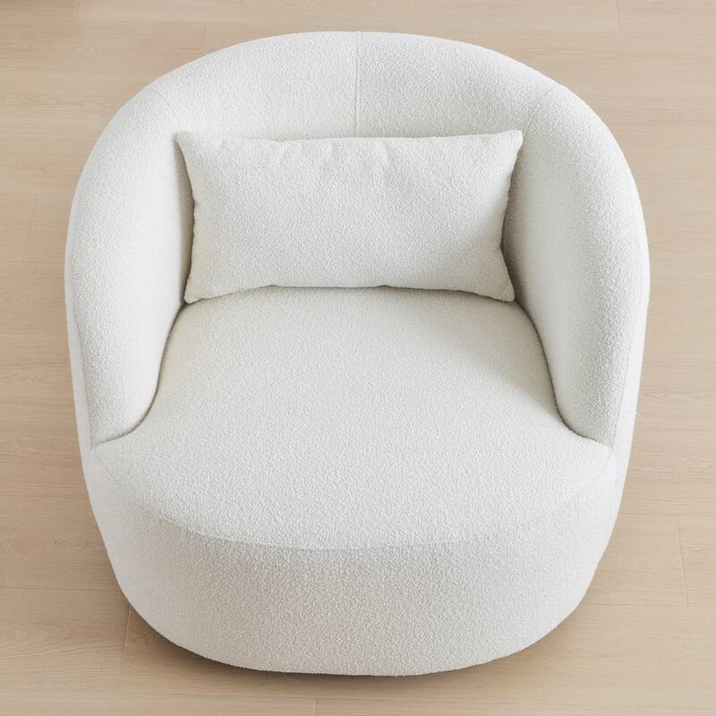 KINWELL 2-Piece Sherpa Living Room Set 1 Accent Chair 1 Boucle Ottoman