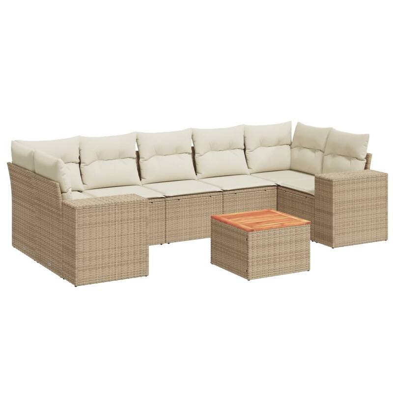 vidaXL Patio Sofa Set with Cushions Outdoor Furniture 8 Piece Poly Rattan - 21.7 x 21.7 x 14.6