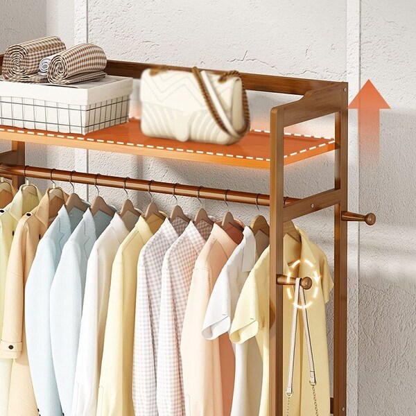 Coat Rack Retro Solid Wood Garment Rack, Freestanding Clothing