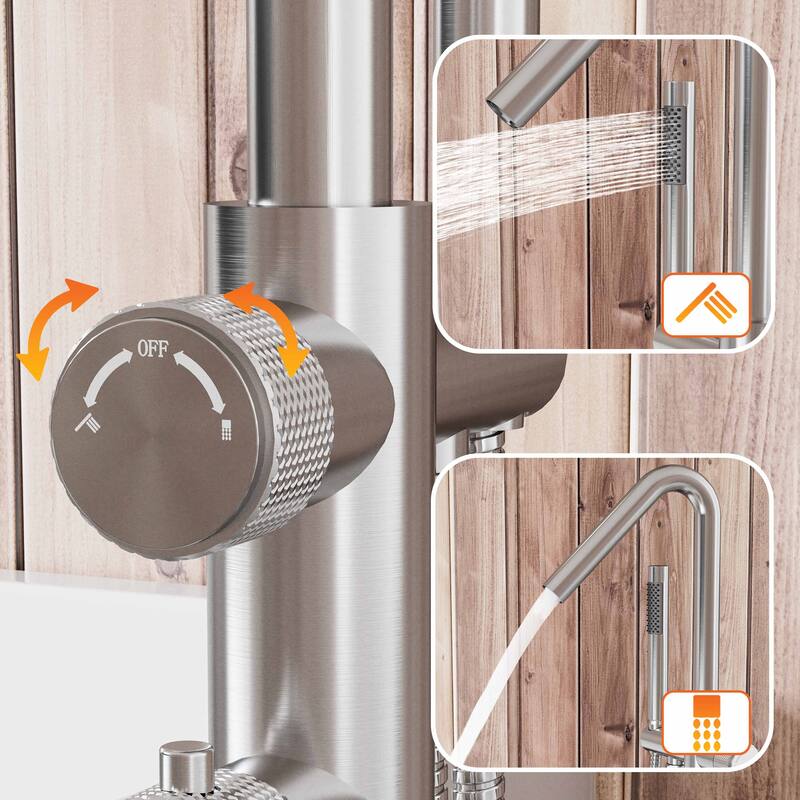 Modland Freestanding Thermostatic Bathtub Faucet with Hand Shower Outdoor 316 Stainless Steel