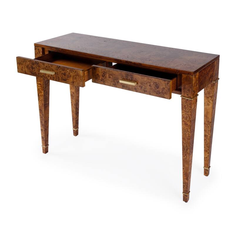 Kai 2 Drawer 46" Burl Wood Console Table