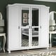 preview thumbnail 20 of 18, Palace Imports 100% Solid Wood Kyle 4-Door Wardrobe Armoire with Solid Wood or Mirrored Doors White-Mirror